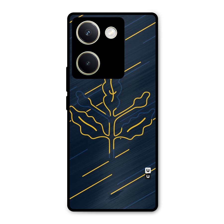 Yellow Leaf Line Metal Back Case for Vivo Y200 Pro