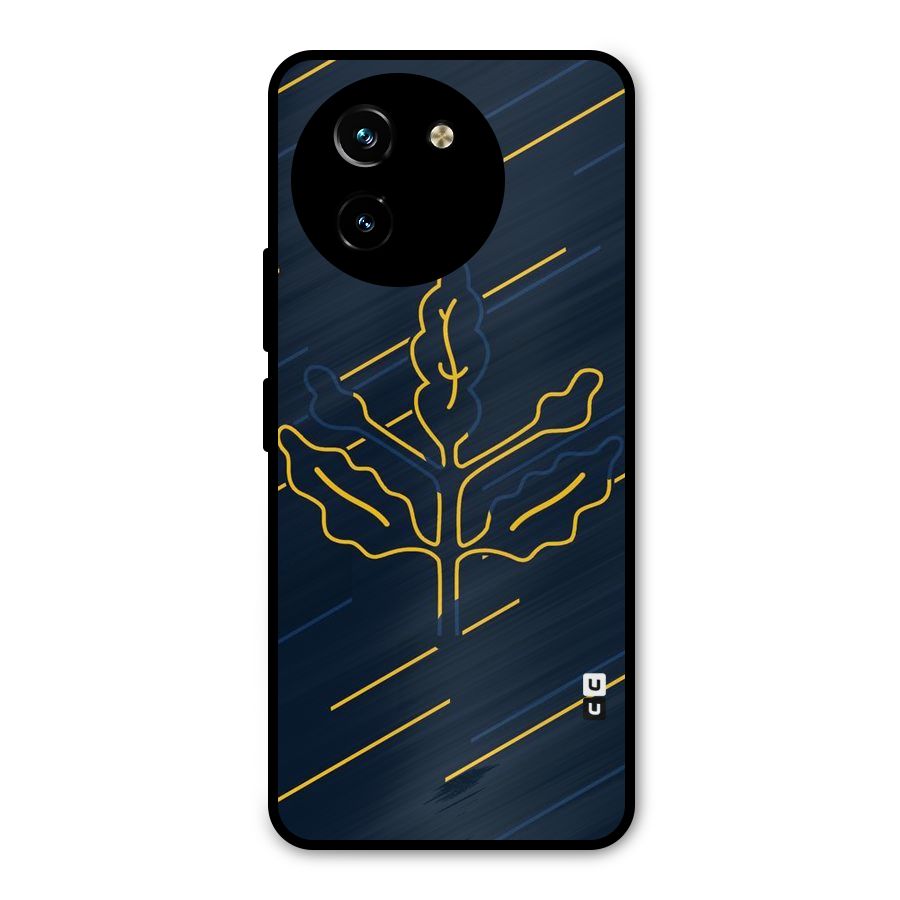 Yellow Leaf Line Metal Back Case for Vivo Y200i