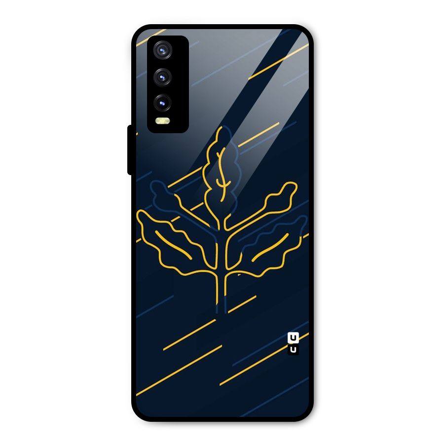 Yellow Leaf Line Metal Back Case for Vivo Y20i