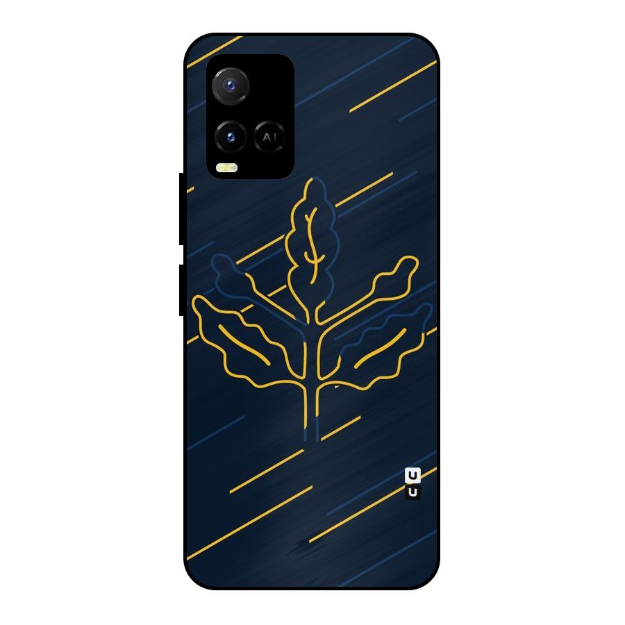 Yellow Leaf Line Metal Back Case for Vivo Y21