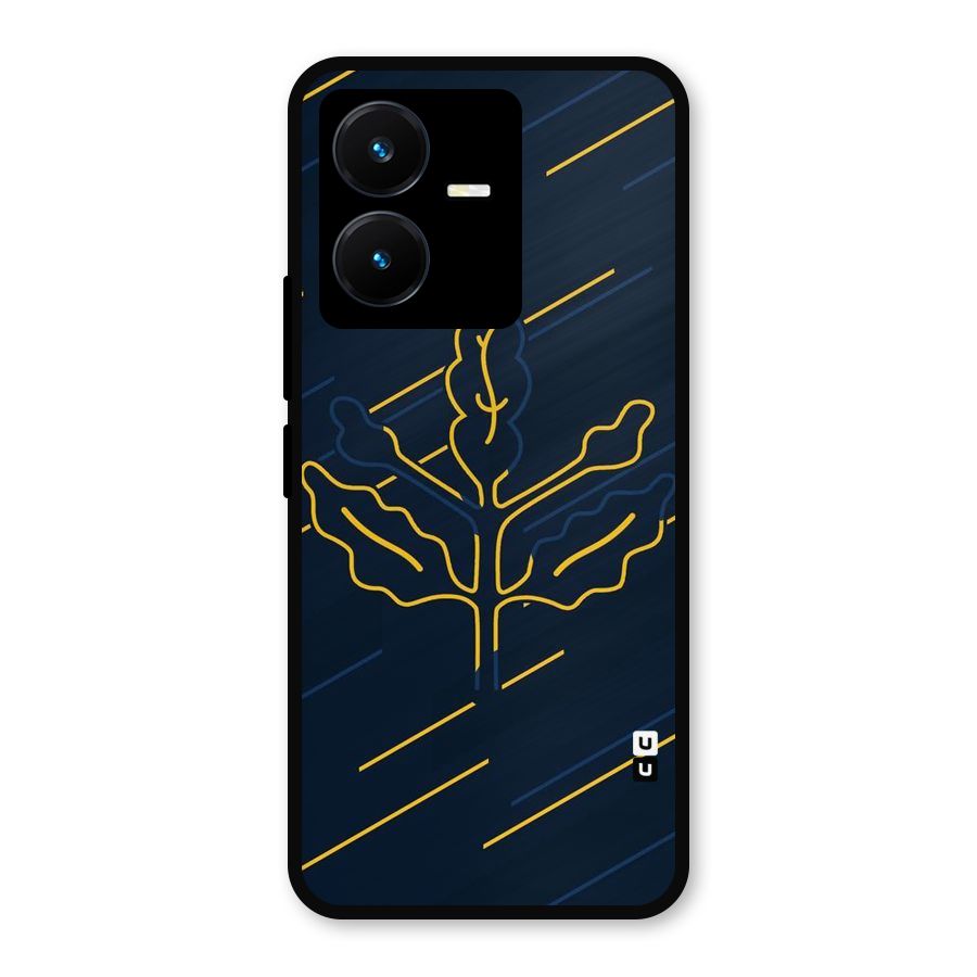 Yellow Leaf Line Metal Back Case for Vivo Y22