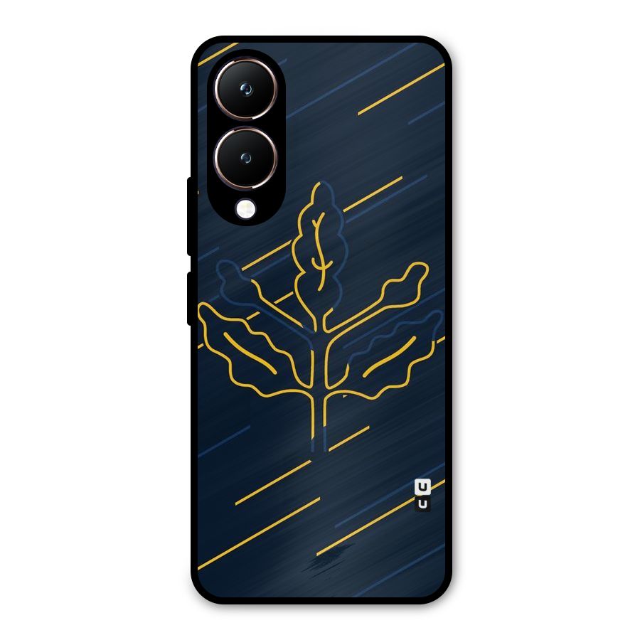 Yellow Leaf Line Metal Back Case for Vivo Y28