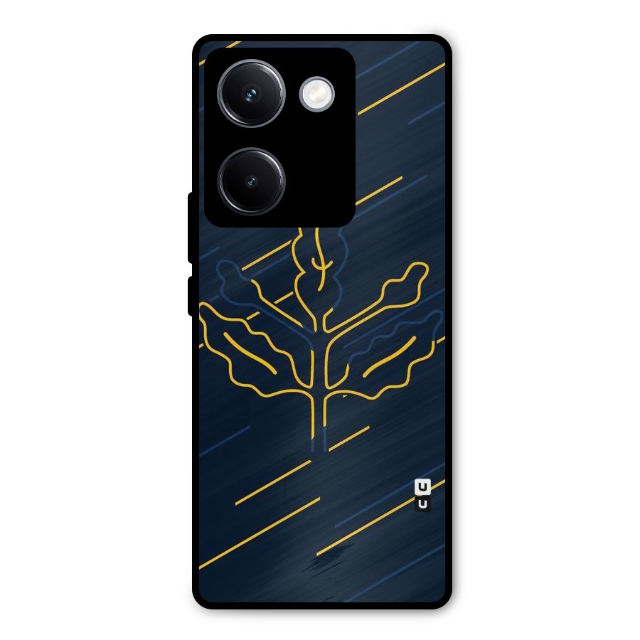 Yellow Leaf Line Metal Back Case for Vivo Y300 Plus