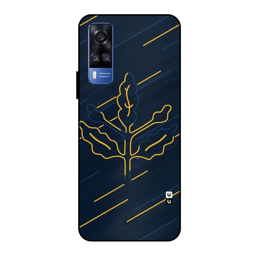 Yellow Leaf Line Metal Back Case for Vivo Y51