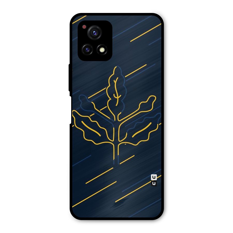 Yellow Leaf Line Metal Back Case for Vivo Y72 5G