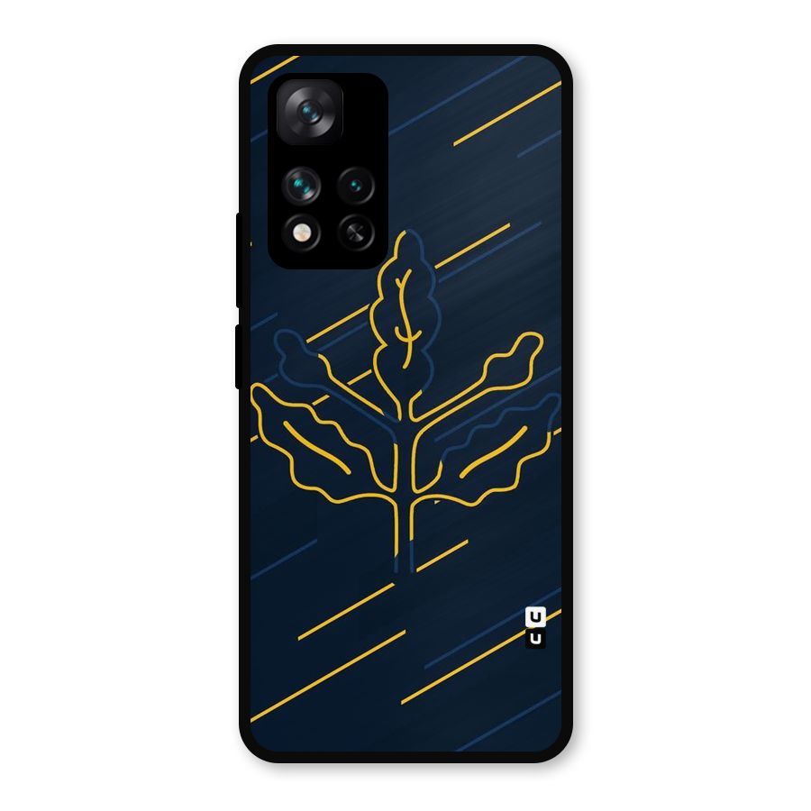 Yellow Leaf Line Metal Back Case for Xiaomi 11i Hypercharge 5G