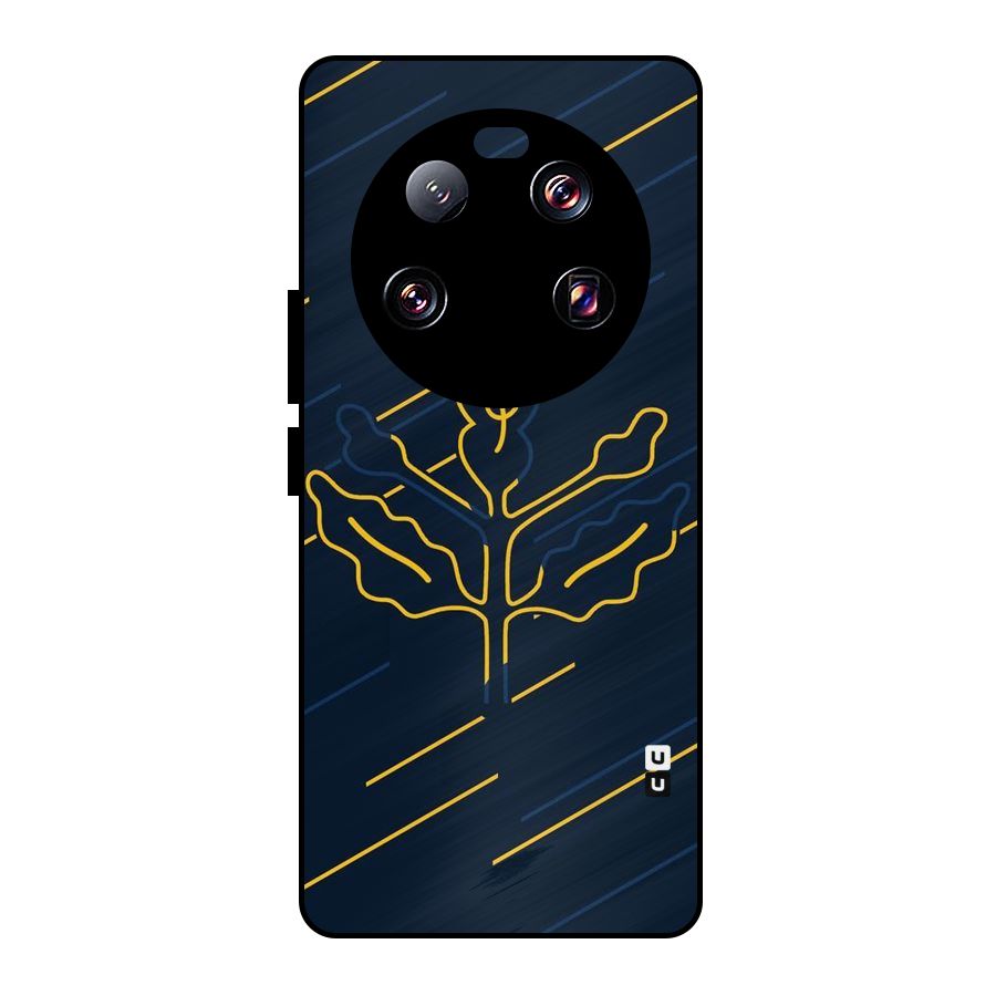 Yellow Leaf Line Metal Back Case for Xiaomi 13 Ultra