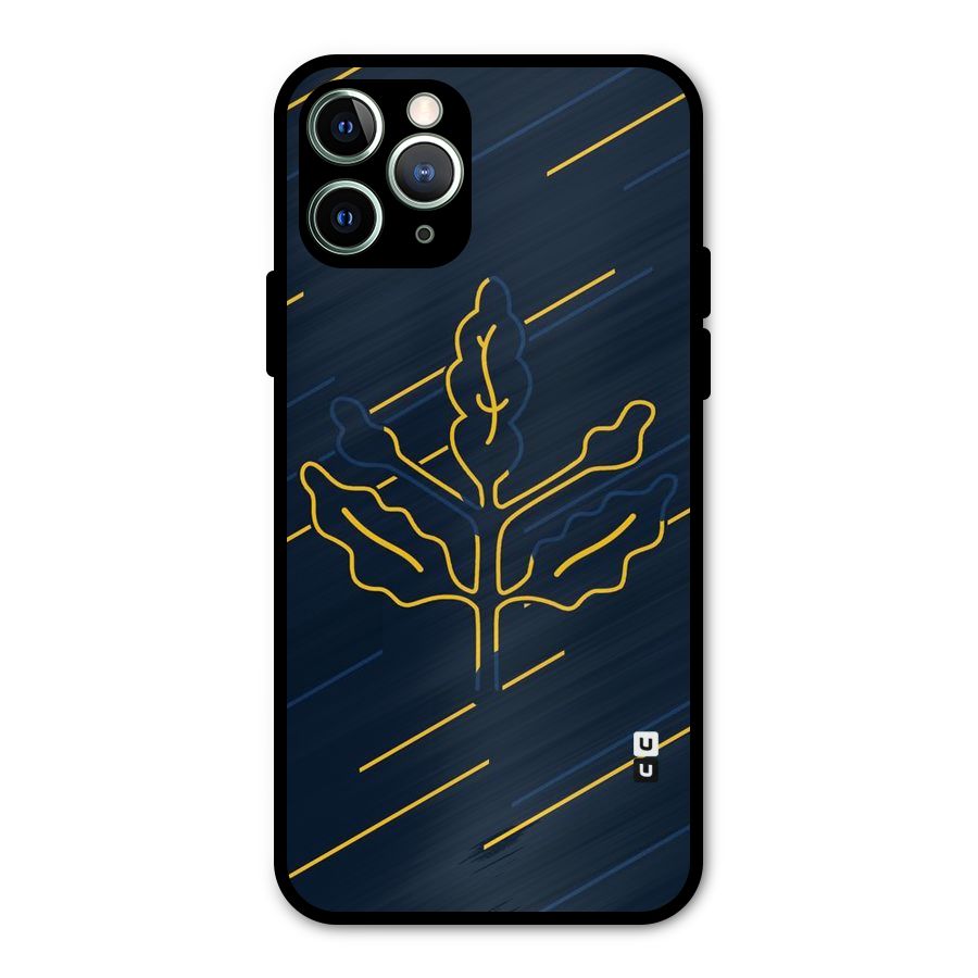 Yellow Leaf Line Metal Back Case for iPhone 11 Pro Max