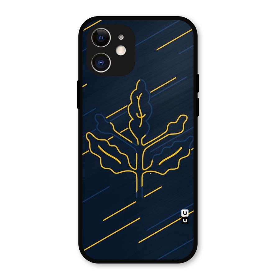 Yellow Leaf Line Metal Back Case for iPhone 12