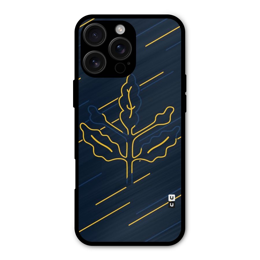 Yellow Leaf Line Metal Back Case for iPhone 16 Pro Max