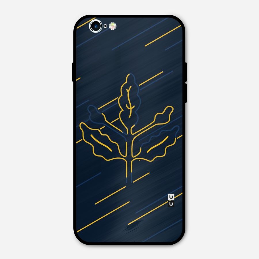 Yellow Leaf Line Metal Back Case for iPhone 6 6s