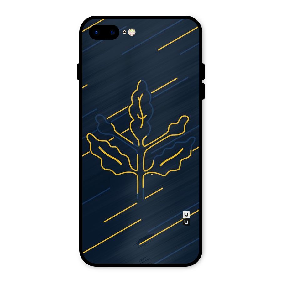 Yellow Leaf Line Metal Back Case for iPhone 8 Plus