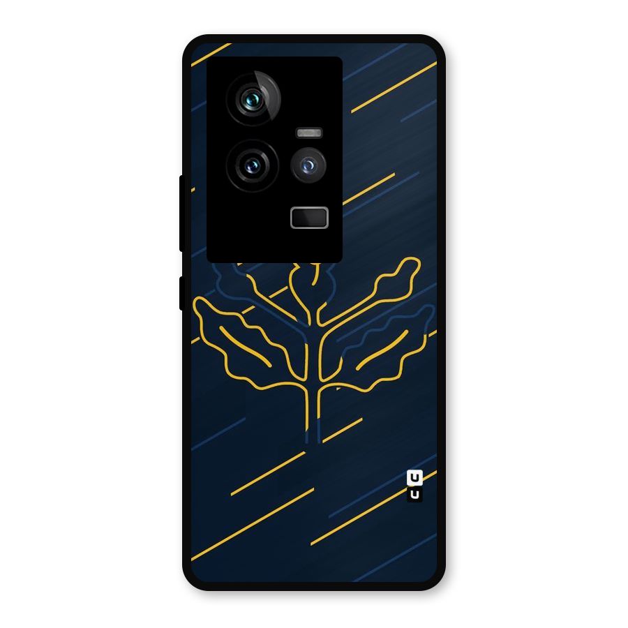 Yellow Leaf Line Metal Back Case for iQOO 11 5G