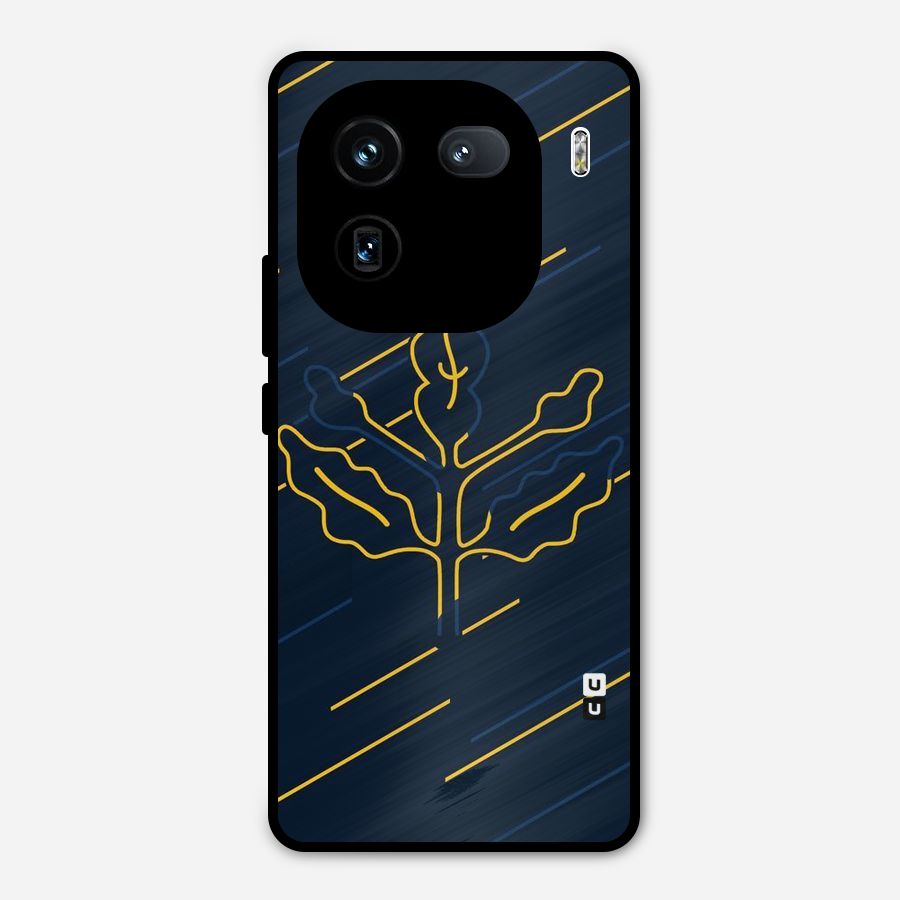 Yellow Leaf Line Metal Back Case for iQOO 12
