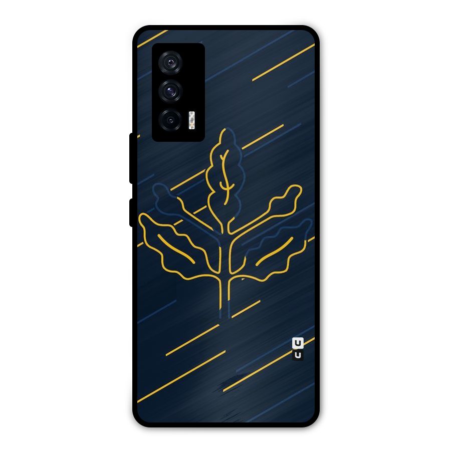 Yellow Leaf Line Metal Back Case for iQOO 7 5G