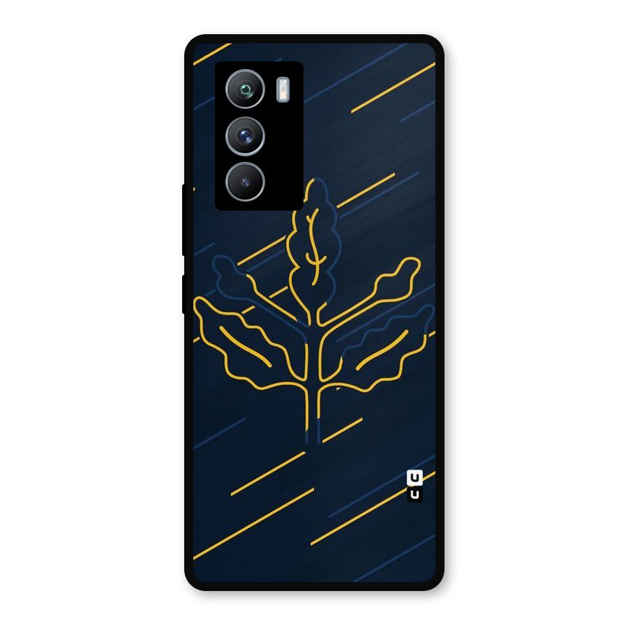 Yellow Leaf Line Metal Back Case for iQOO 9 SE