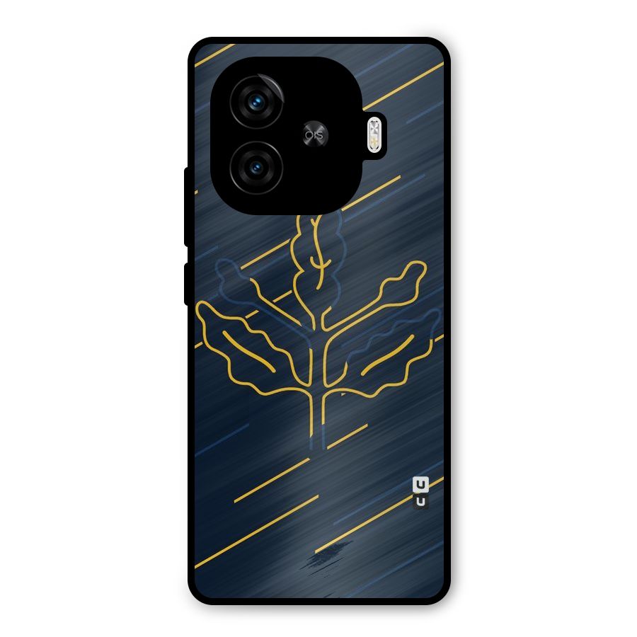 Yellow Leaf Line Metal Back Case for iQOO Neo 10R
