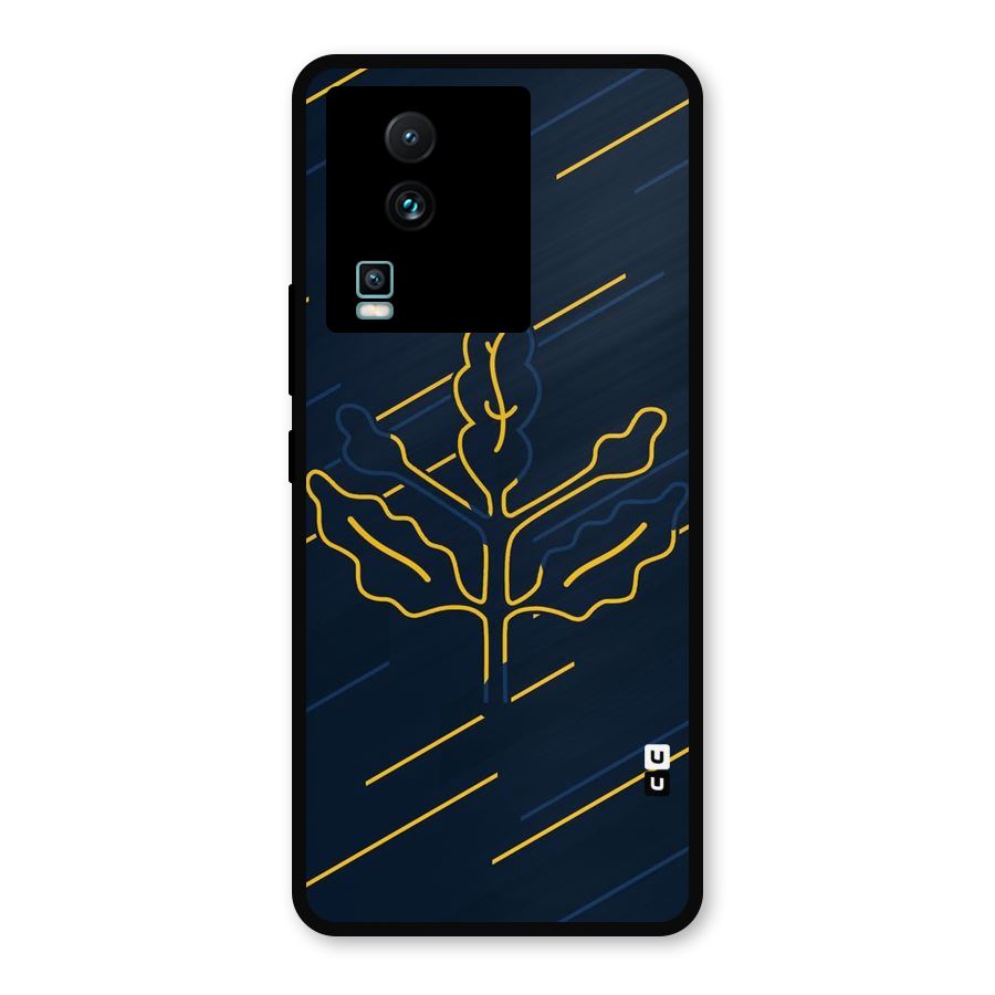 Yellow Leaf Line Metal Back Case for iQOO Neo 7 Pro