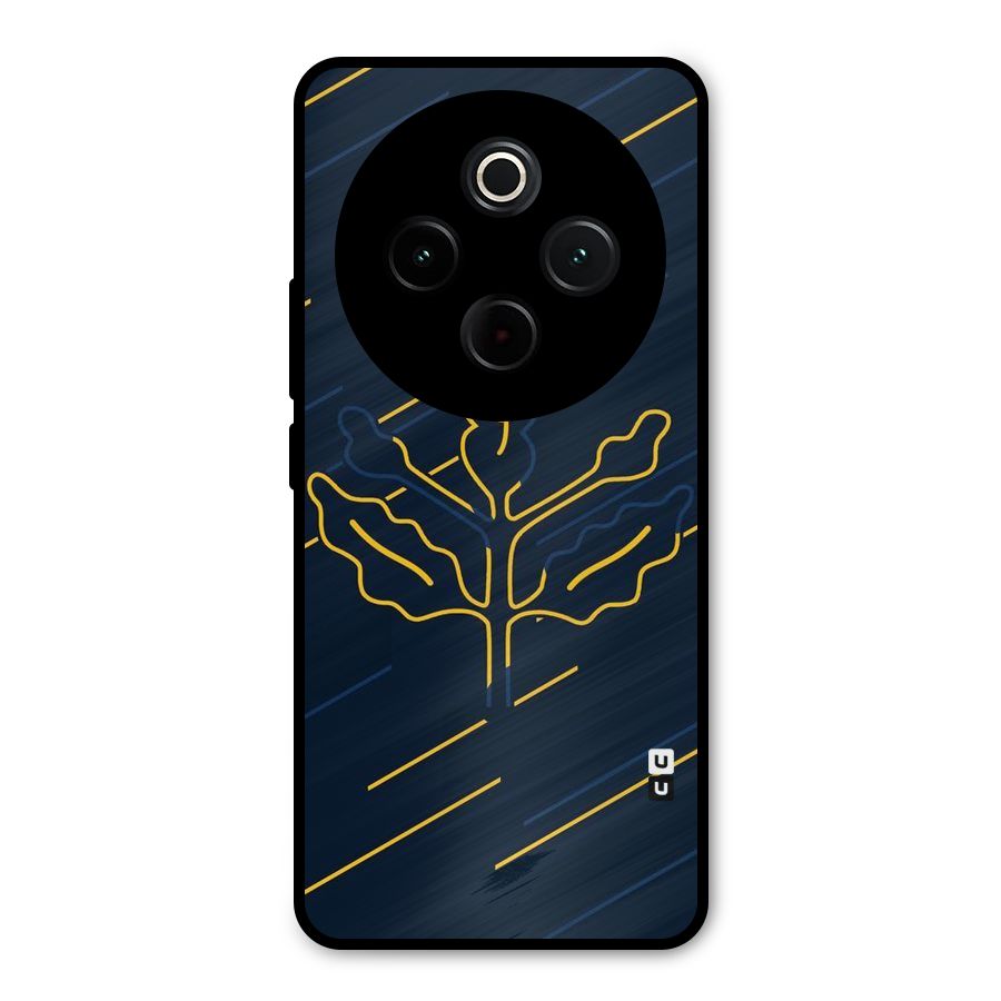 Yellow Leaf Line Metal Back Case for iQOO Z10