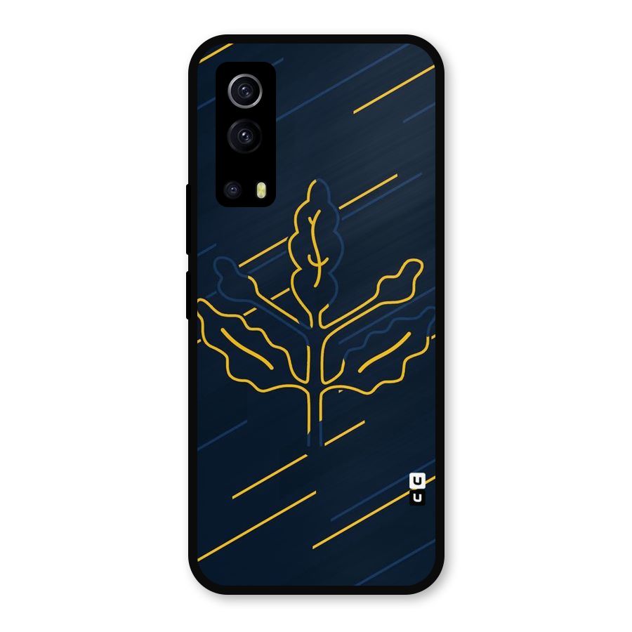 Yellow Leaf Line Metal Back Case for iQOO Z3