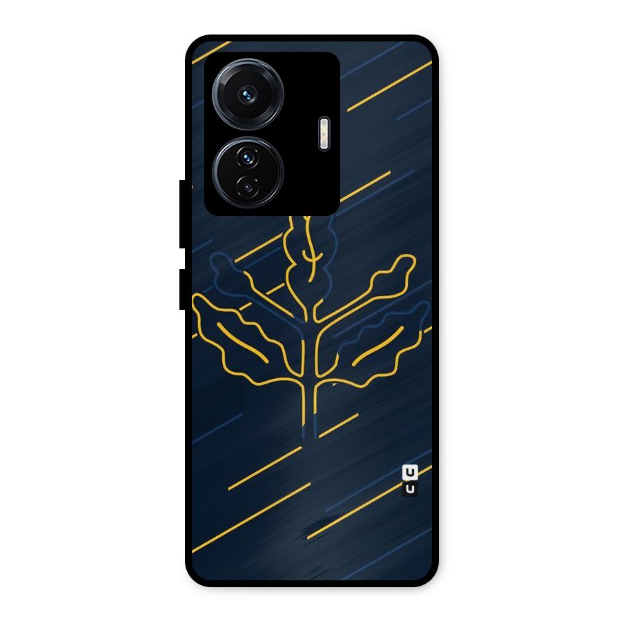 Yellow Leaf Line Metal Back Case for iQOO Z6