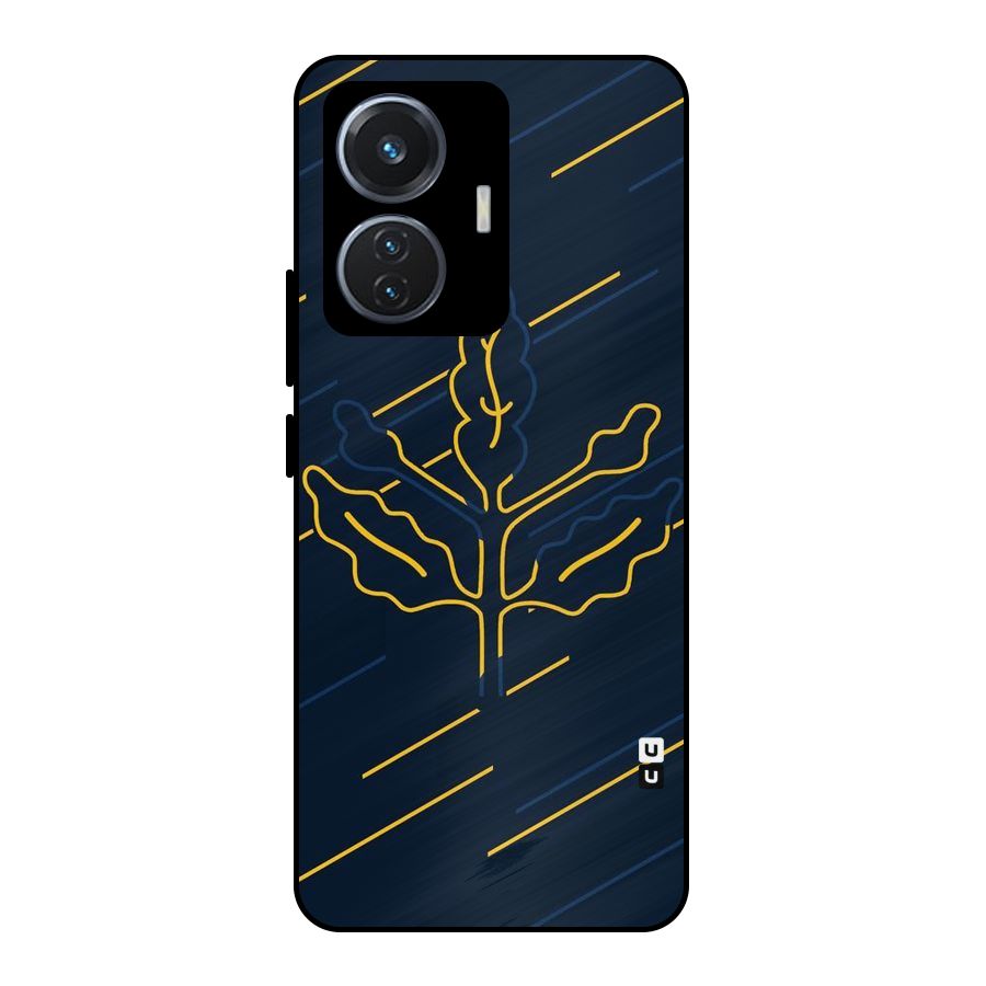 Yellow Leaf Line Metal Back Case for iQOO Z6 44W