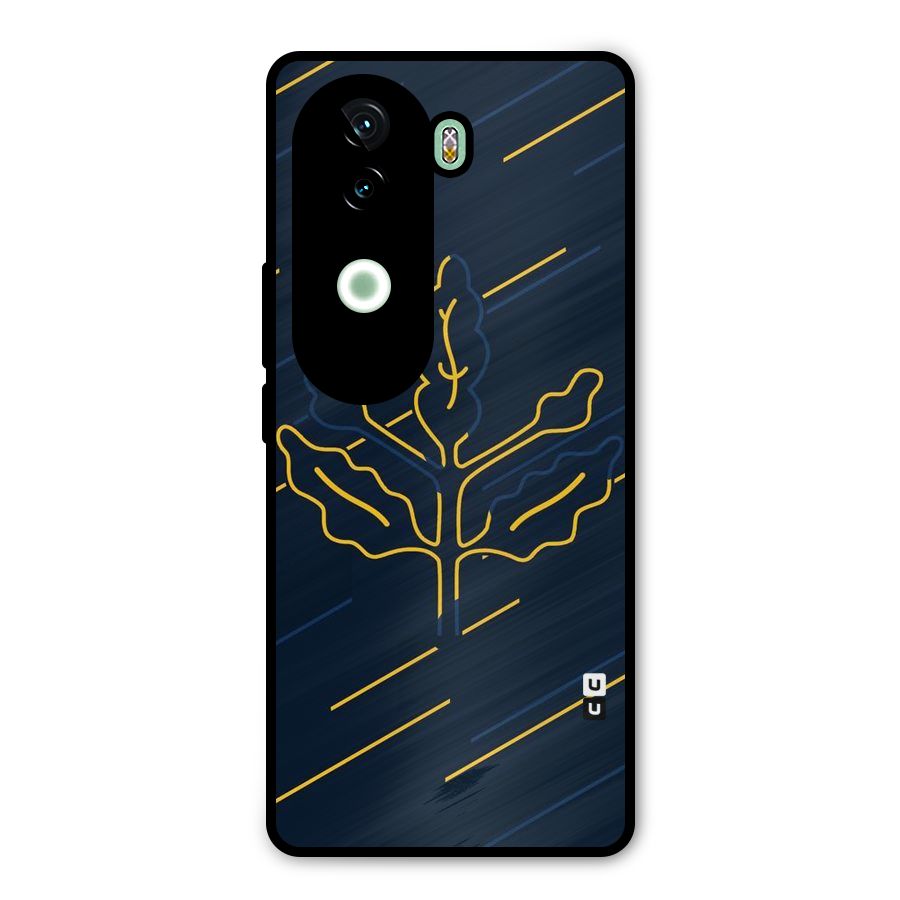 Yellow Leaf Line Metal Back Case for iQOO Z9s
