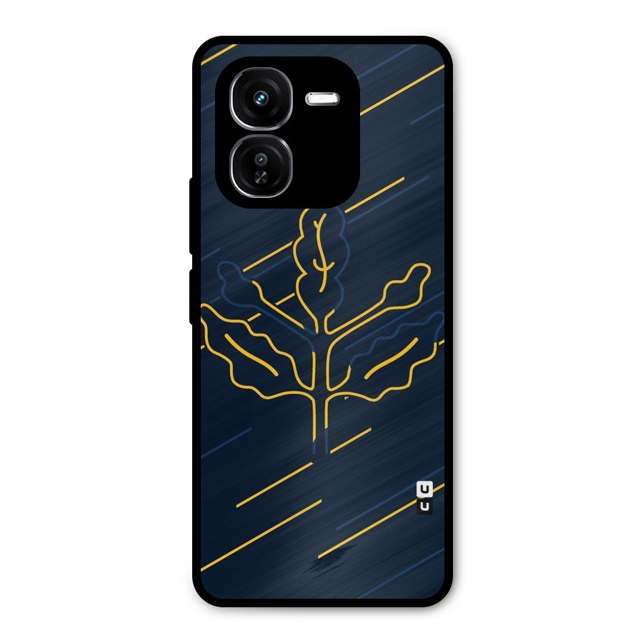 Yellow Leaf Line Metal Back Case for iQOO Z9x