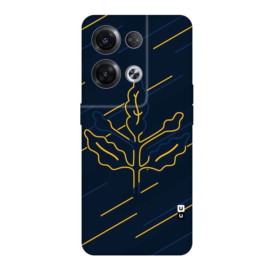 Yellow Leaf Line Original Polycarbonate Back Case for Oppo Reno8 Pro 5G