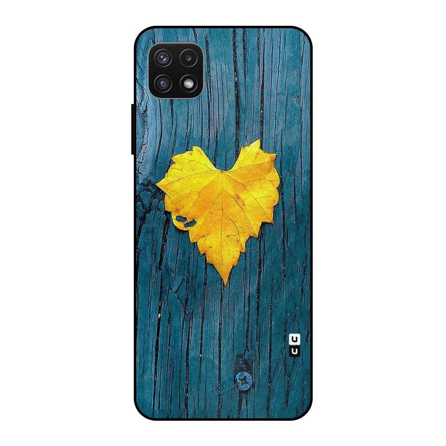 Yellow Leaf Metal Back Case for Galaxy A22 5G
