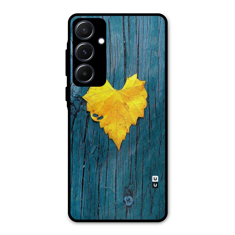Yellow Leaf Metal Back Case for Galaxy A55