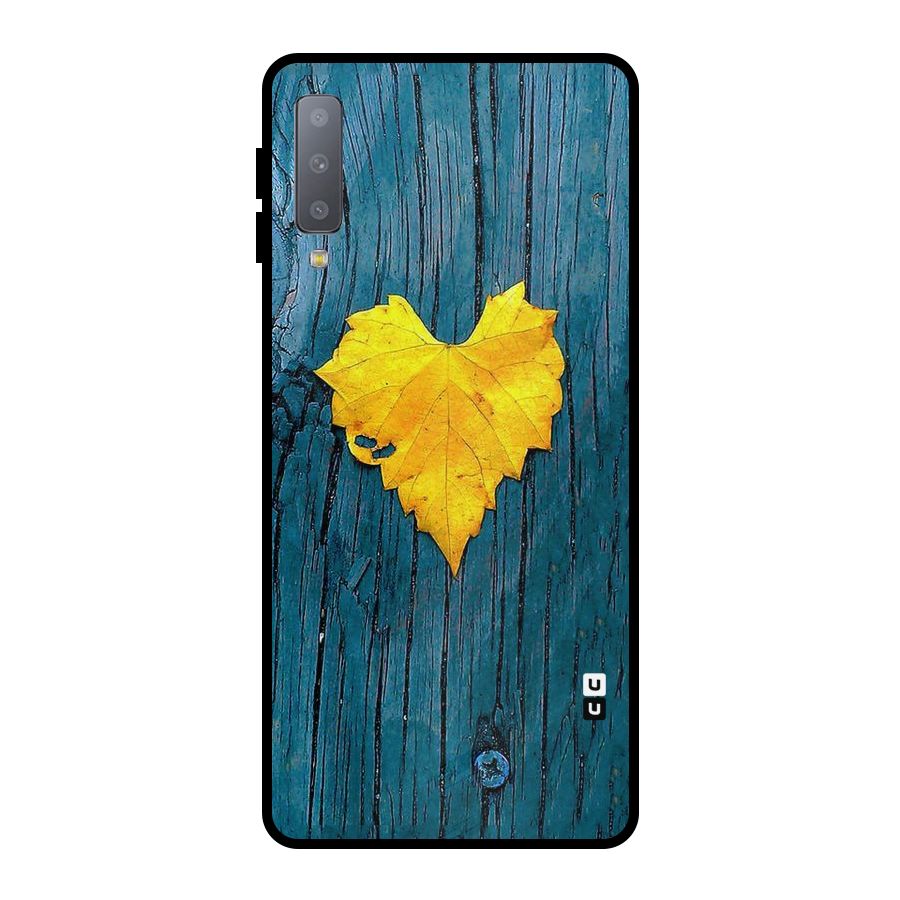 Yellow Leaf Metal Back Case for Galaxy A7 (2018)