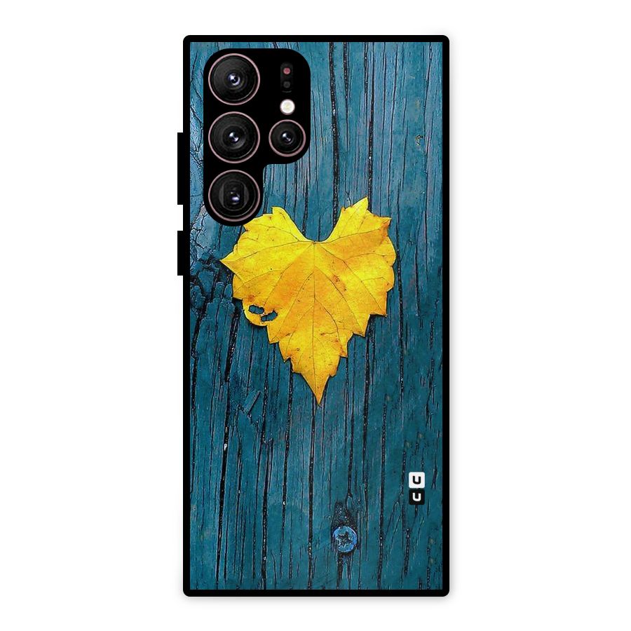 Yellow Leaf Metal Back Case for Galaxy S22 Ultra 5G