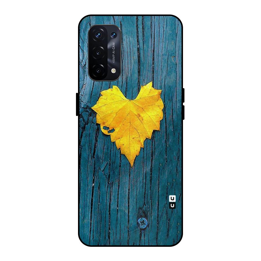 Yellow Leaf Metal Back Case for Oppo A74 5G