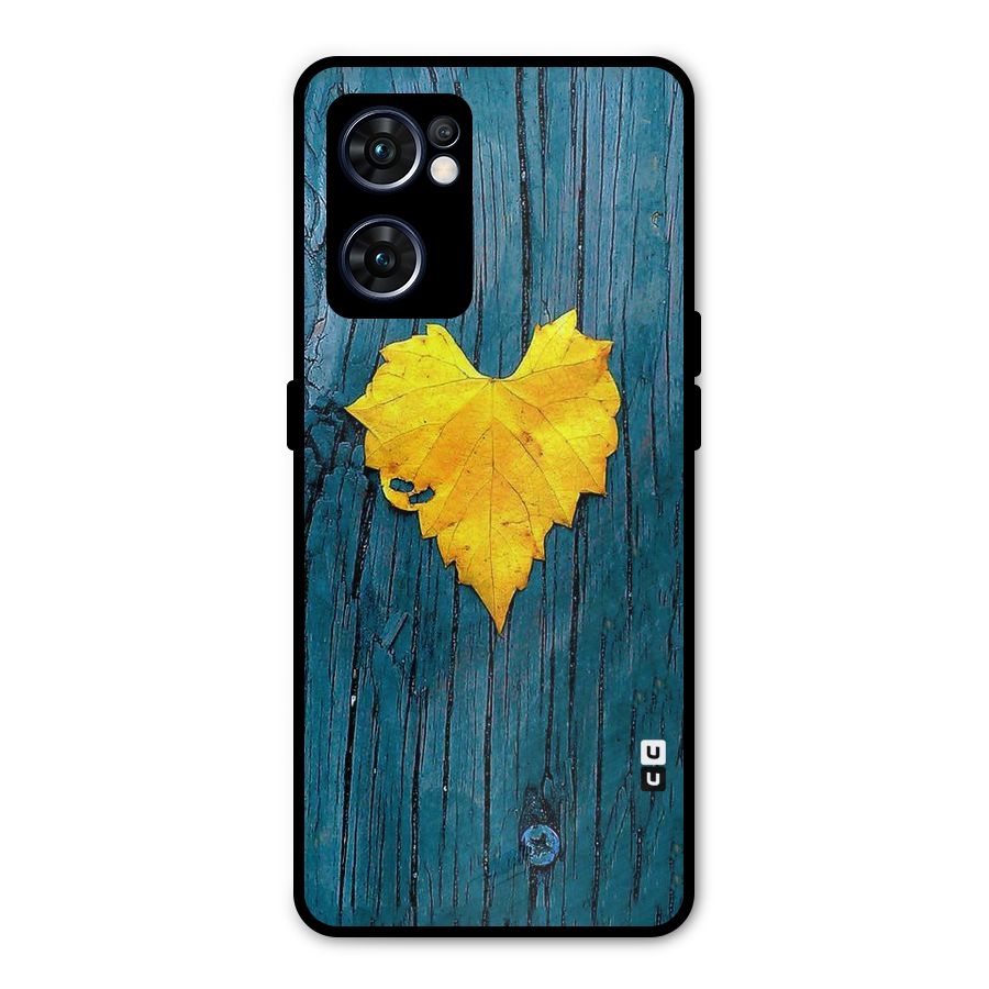 Yellow Leaf Metal Back Case for Oppo Reno7 5G