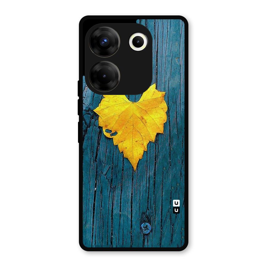 Yellow Leaf Metal Back Case for Tecno Camon 20