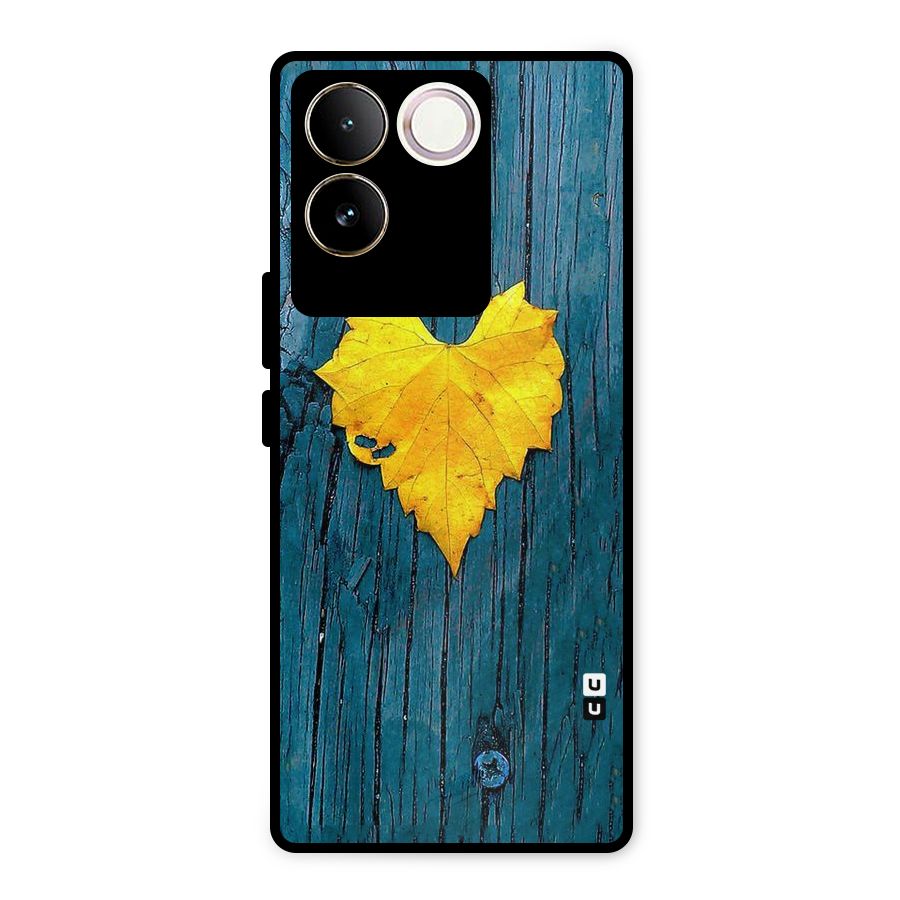 Yellow Leaf Metal Back Case for Vivo T2 Pro