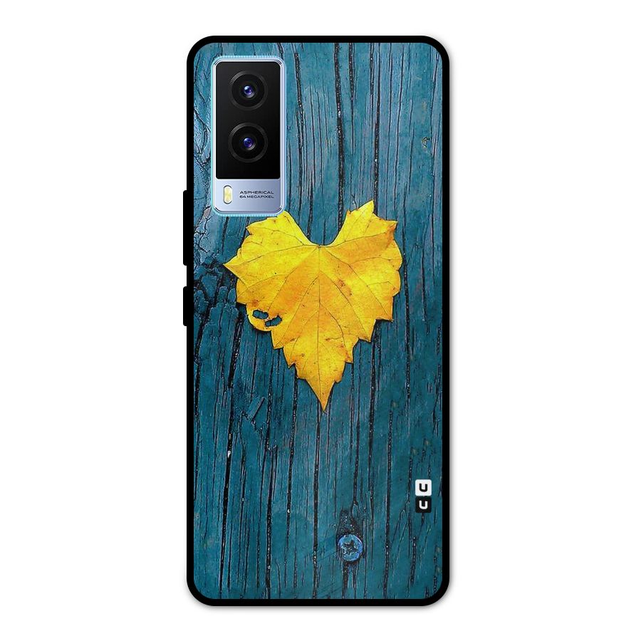 Yellow Leaf Metal Back Case for Vivo V21e 5G
