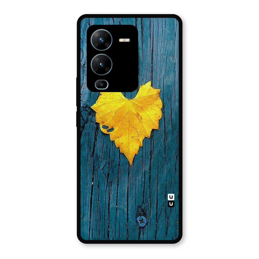 Yellow Leaf Metal Back Case for Vivo V25 Pro