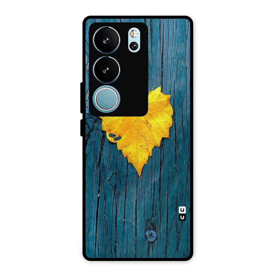 Yellow Leaf Metal Back Case for Vivo V29 Pro