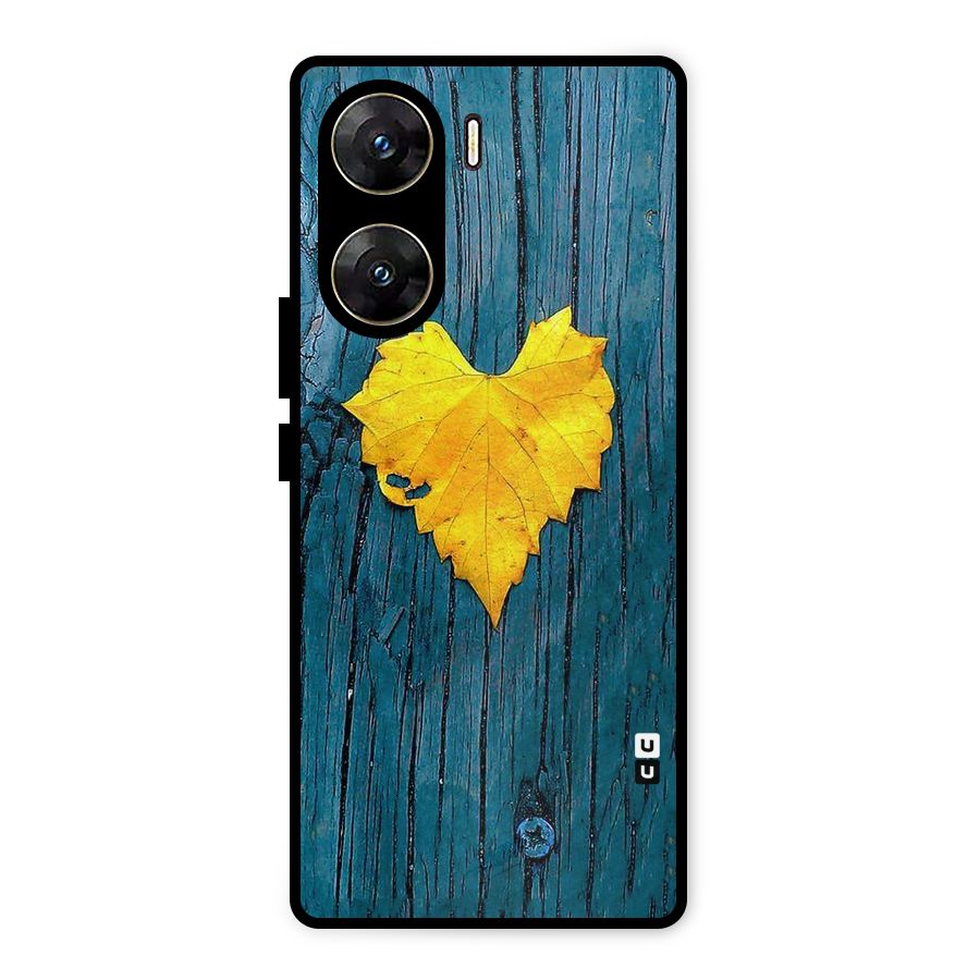Yellow Leaf Metal Back Case for Vivo V29e
