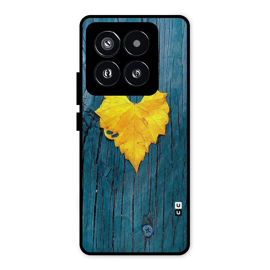 Yellow Leaf Metal Back Case for Xiaomi 14 Pro