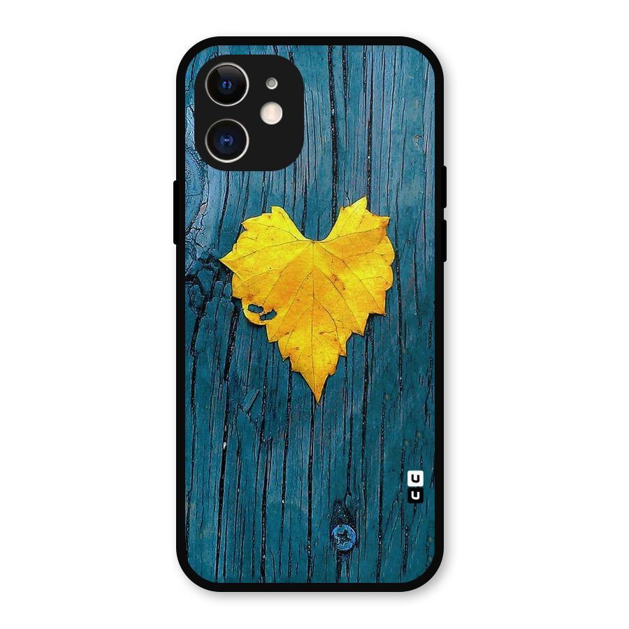 Yellow Leaf Metal Back Case for iPhone 12