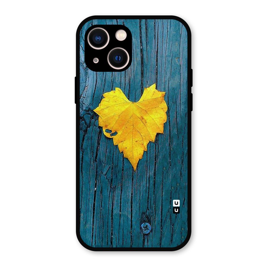 Yellow Leaf Metal Back Case for iPhone 13