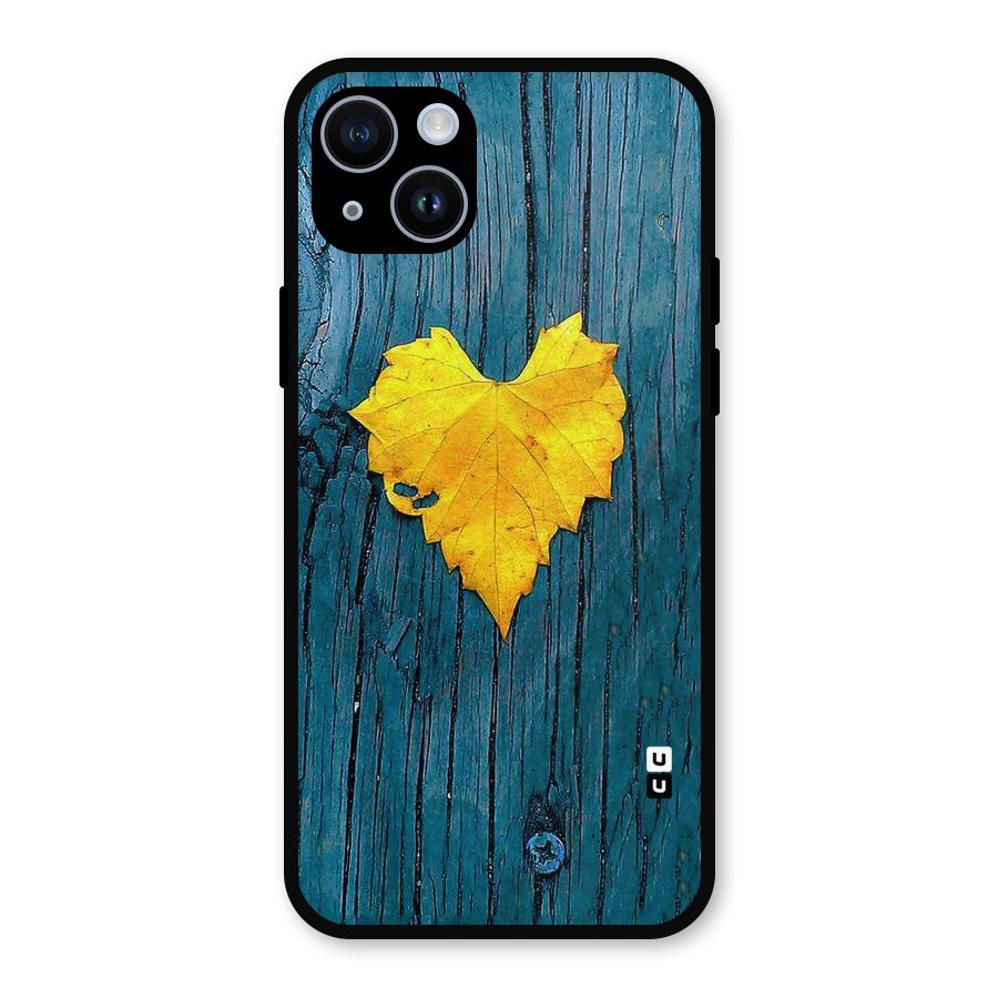 Yellow Leaf Metal Back Case for iPhone 14