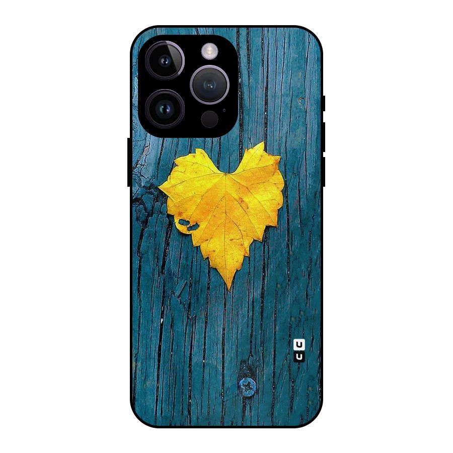 Yellow Leaf Metal Back Case for iPhone 14 Pro Max