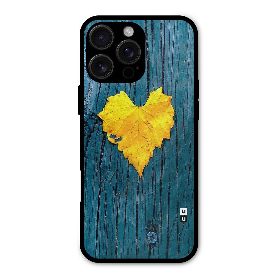 Yellow Leaf Metal Back Case for iPhone 16 Pro Max
