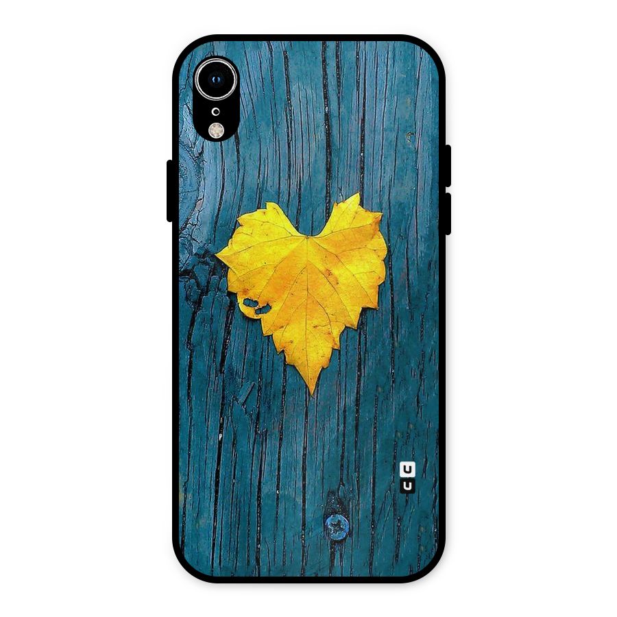 Yellow Leaf Metal Back Case for iPhone XR