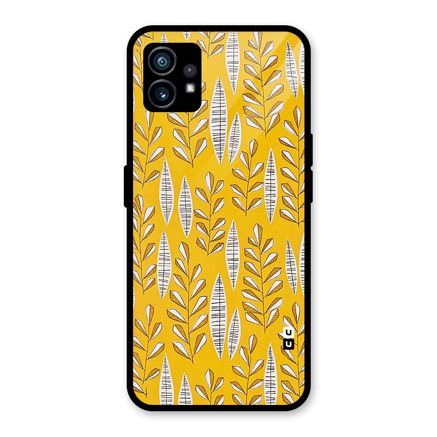 Yellow Leaf Pattern Glass Back Case for Nothing Phone 1
