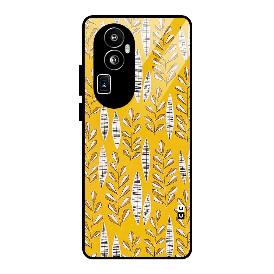 Yellow Leaf Pattern Glass Back Case for Oppo Reno10 Pro Plus